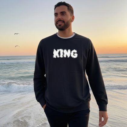 স্টাইলিশ “KING” প্রিন্টেড ফুল হাতা টিশার্ট