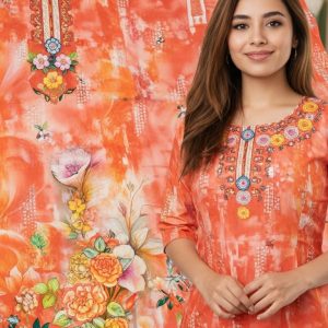 জমজম কমলা লন ৩ পিস | স্টাইলিশ ও আরামদায়ক ডিজাইন