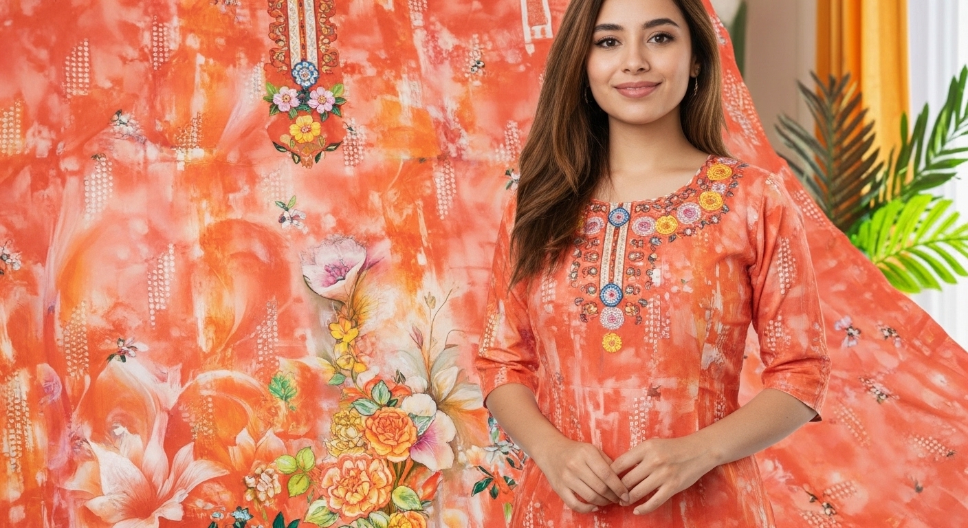 জমজম কমলা লন ৩ পিস | স্টাইলিশ ও আরামদায়ক ডিজাইন