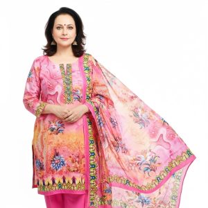 জমজম পিঙ্ক লন ৩ পিস | এলিগ্যান্ট ফুলেল ডিজাইন ও আরামদায়ক ফ্যাব্রিক