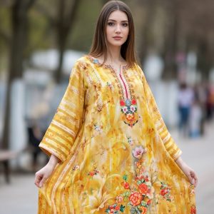 জমজম হালকা হলুদ লন ৩ পিস | এলিগ্যান্ট ফুলেল ডিজাইন ও আরামদায়ক ফ্যাব্রিক